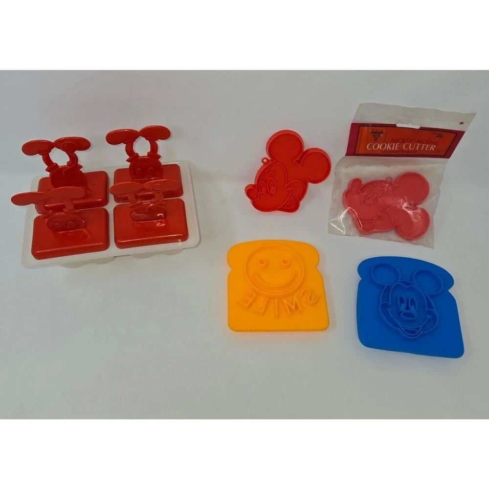 Mickey Mouse Vintage Popsicle Mold Cookie Cutter Sandwich Press Lot of 5 Disney